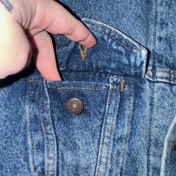 Levi's Men's Vintage, Blokecore Trucker Jacket S Blue Buffalo Plaid Lined Denim - Picture 3 of 7